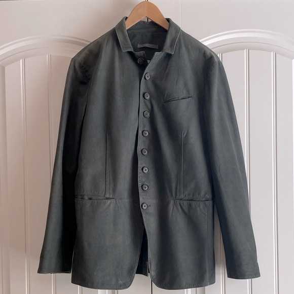 John Varvatos Cutaway Goat Suede Sport Jacket Coat Charcoal Gray Men's Size 48 - Picture 1 of 15